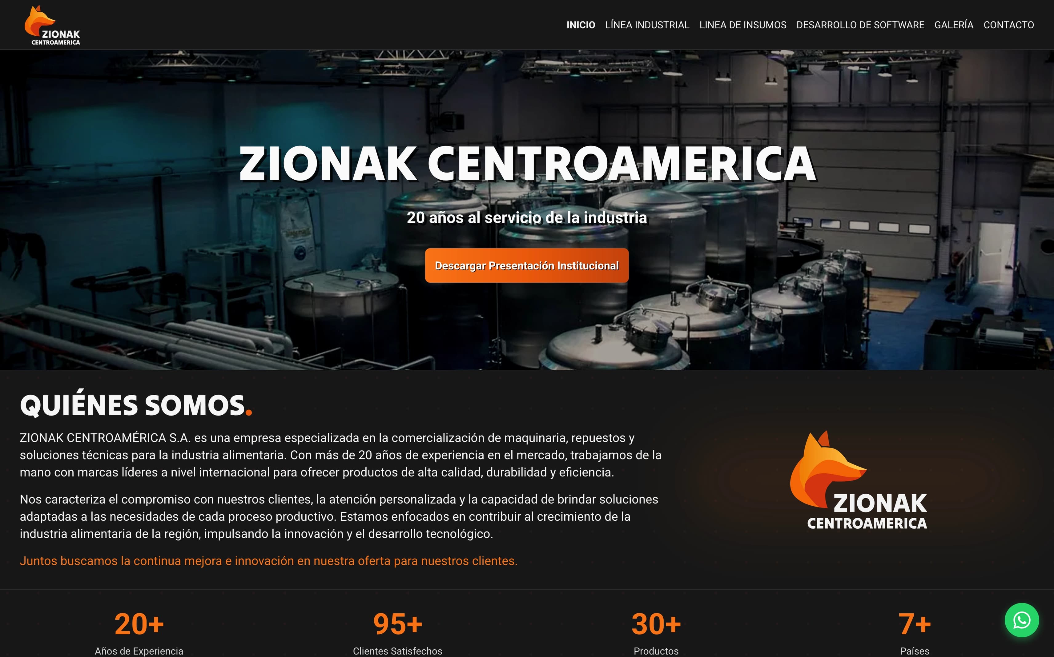 Sitio web corporativo Zionak Centroamérica - diseño web profesional Guatemala